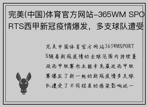 完美(中国)体育官方网站-365WM SPORTS西甲新冠疫情爆发，多支球队遭受感染影响比赛