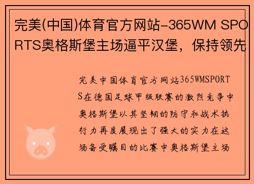 完美(中国)体育官方网站-365WM SPORTS奥格斯堡主场逼平汉堡，保持领先优势不改变