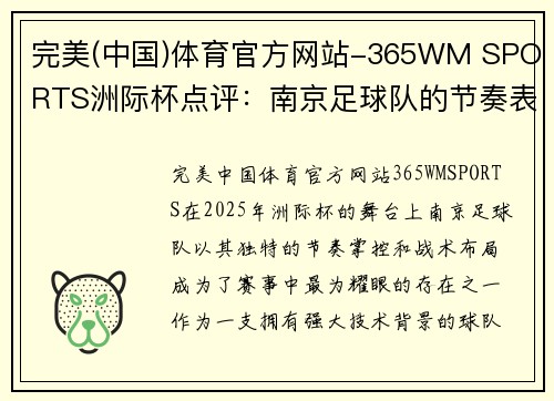 完美(中国)体育官方网站-365WM SPORTS洲际杯点评：南京足球队的节奏表现